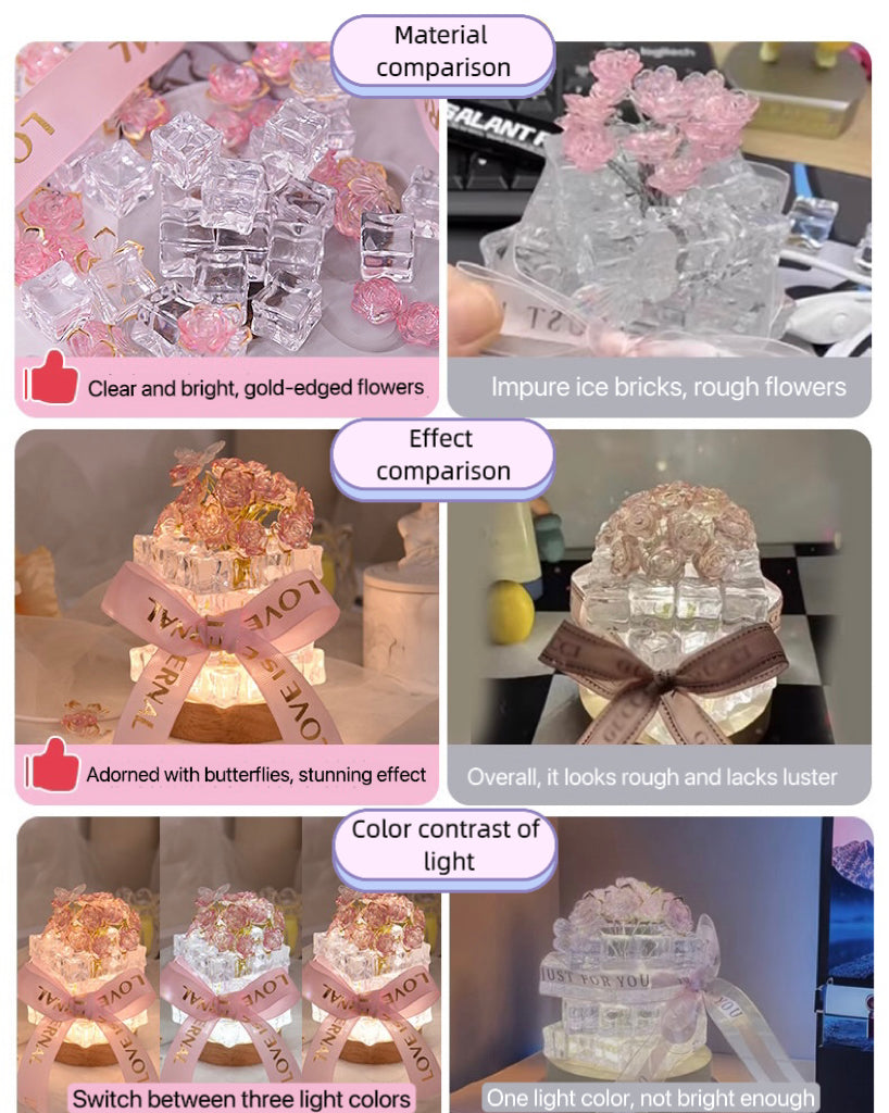 DIY Rose Flower Ice Cube Night Light